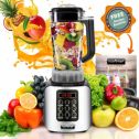 NutriChef NCBL1700 - Home Kitchen Blender - Digital Countertop Blender with Pulse Blend, Adjustable Time & Speed Settings
