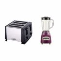 Brentwood Appliances JB-220PR 50-Ounce 12-Speed + Pulse Electric Blender with Plastic Jar (Purple) and TS-284 4-Slice Toaster Bundle