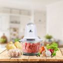 POSAME Mini Food Processor Meat Grinders Electric,Small Kitchen Food Chopper Vegetable Fruit Cutter Onion Slicer Dicer, Blender and Mincer, with 4-Cup Glass Bowl-White